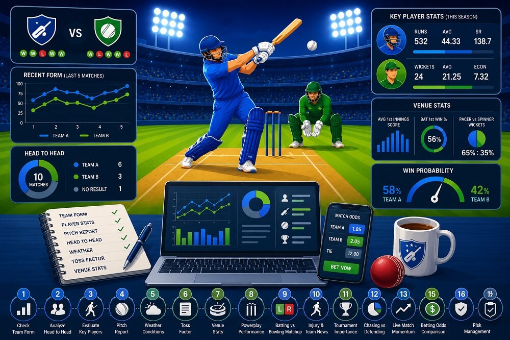 Free Cricket Betting Tips: 15 Smart Ways to Analyze Cricket Matches (2026 Guide)